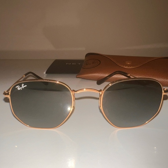 Ray-Ban hexagon framed gold sunglasses - Picture 3 of 5